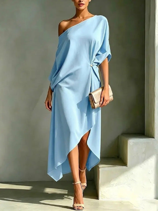 Elva batwing sleeve one shoulder maxi dress – image 2