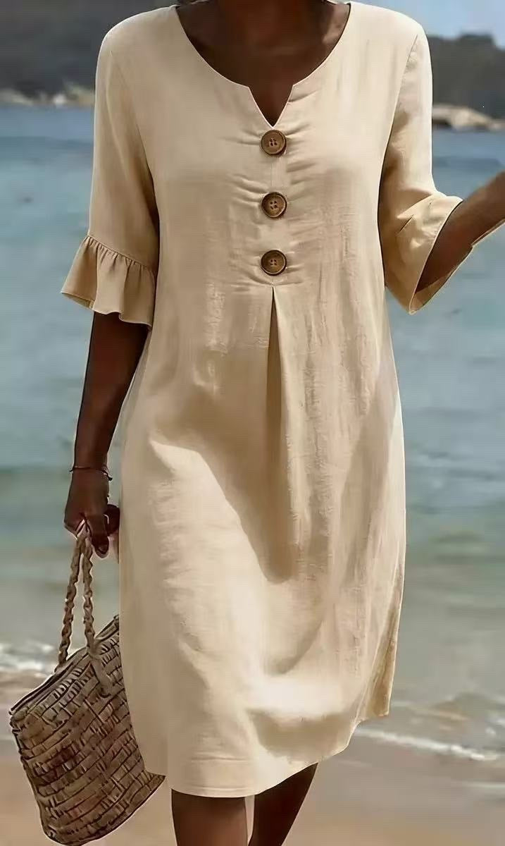 Evangeline button front loose fit dress – image 9