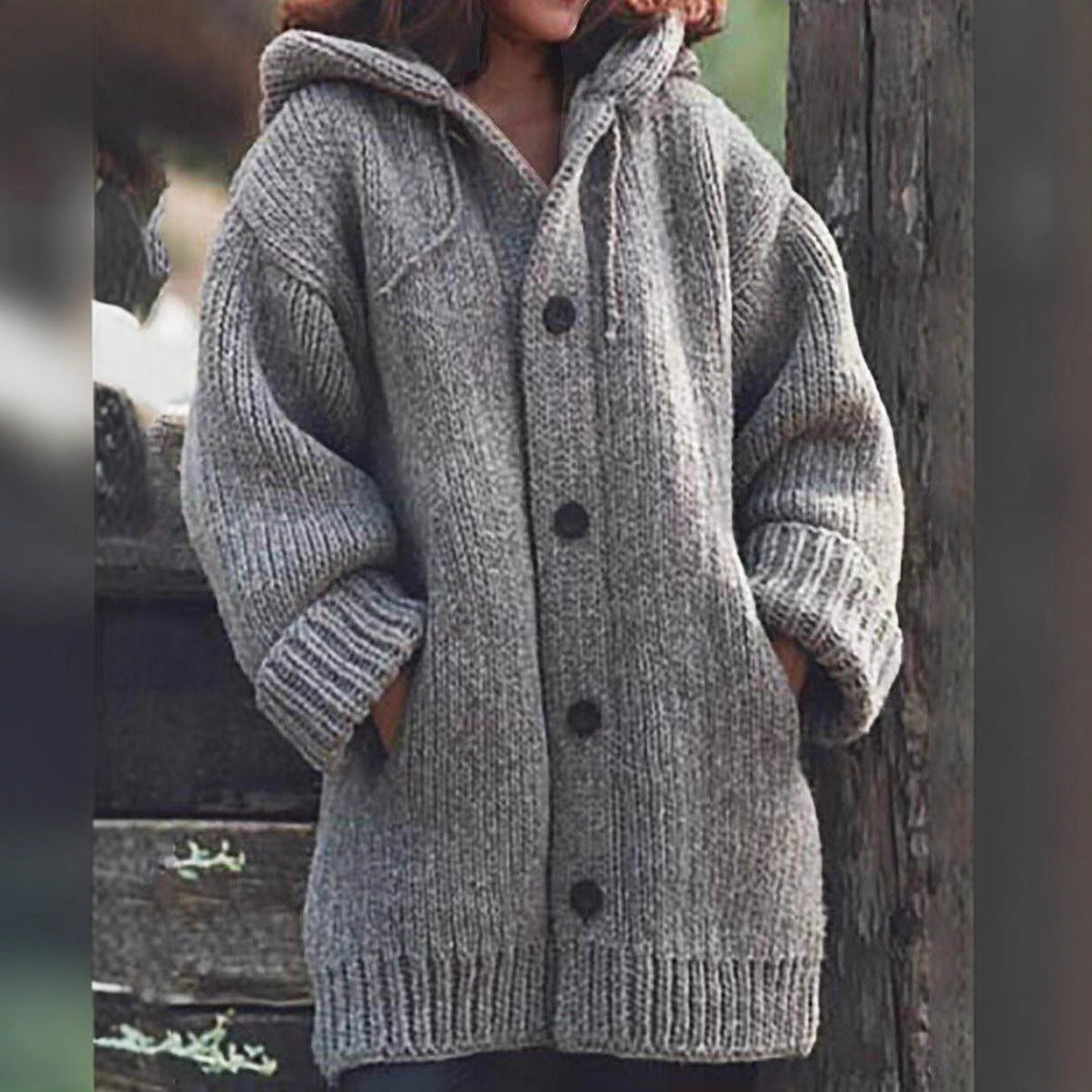 Gwendoline long chunky hooded cardigan – image 3