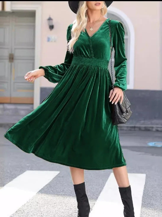 Tamsyn velvet V neck midi dress – image 8