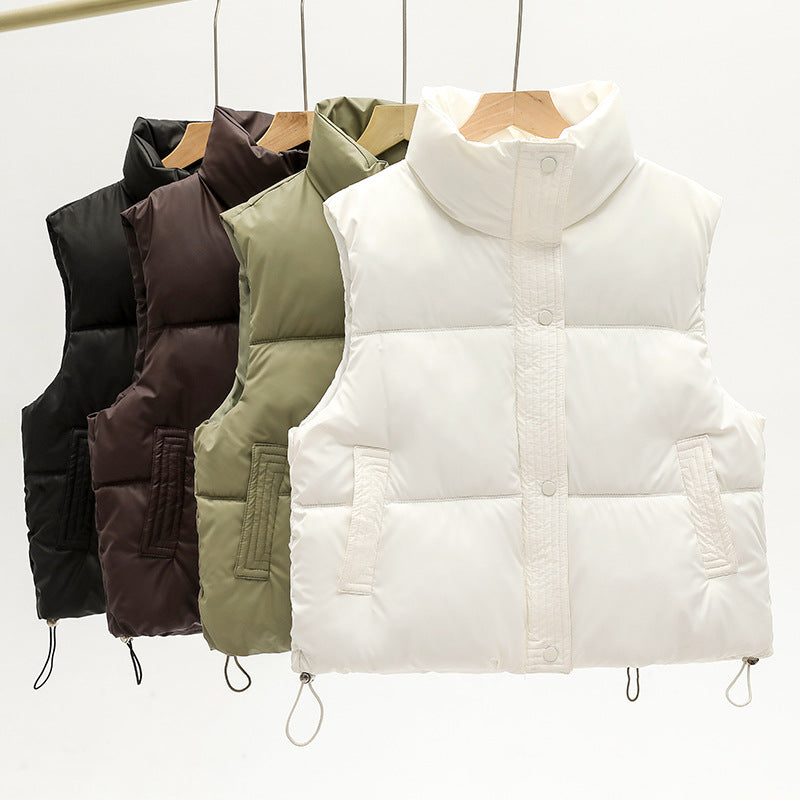 Delyth high collar quilted gilet with drawstring hem