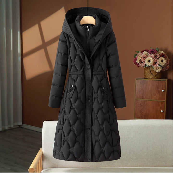 Cerys a-line quilted long winter coat – image 2