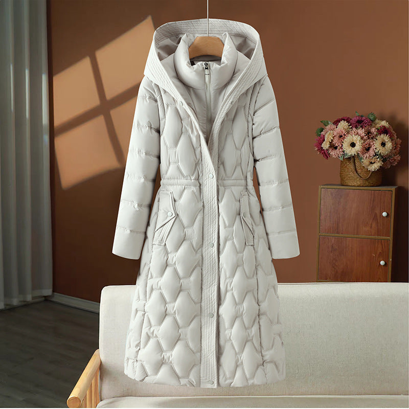 Cerys a-line quilted long winter coat – image 3