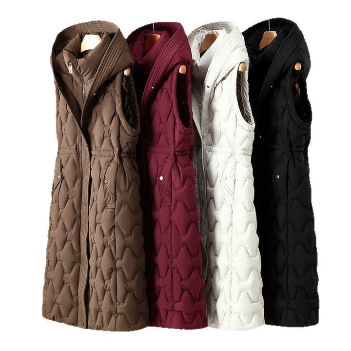 Cerys a-line quilted long winter coat – image 5