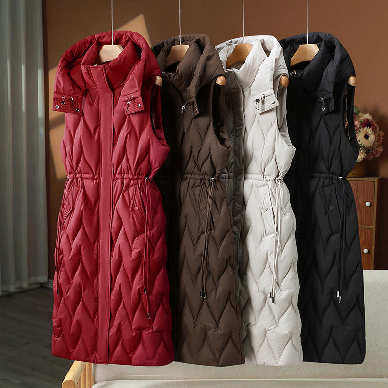 Ysolda long hooded gilet with drawstring waist