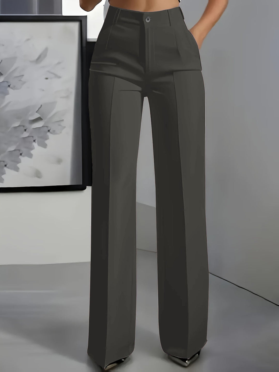 Hilda pleated wide leg trousers with crease – image 7
