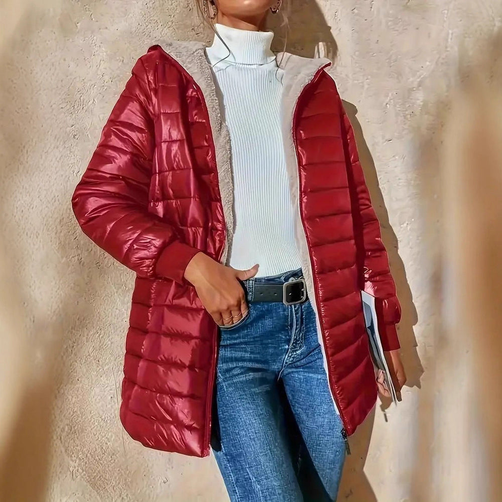 Marguerite teddy lined long quilted coat with hood – image 2