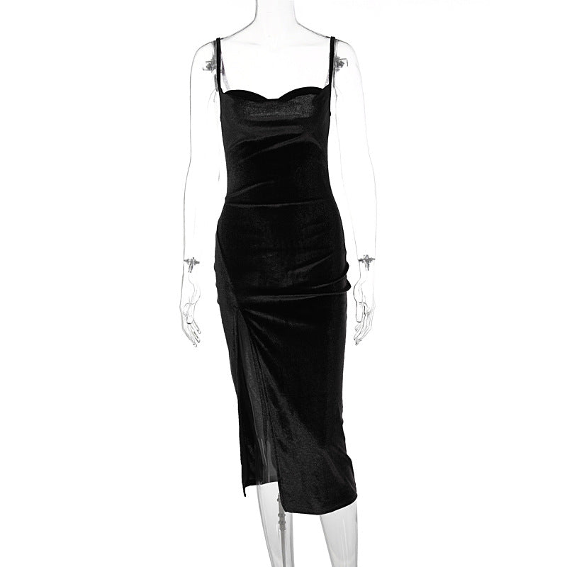 Sabine draped satin midi dress with side slit – image 8