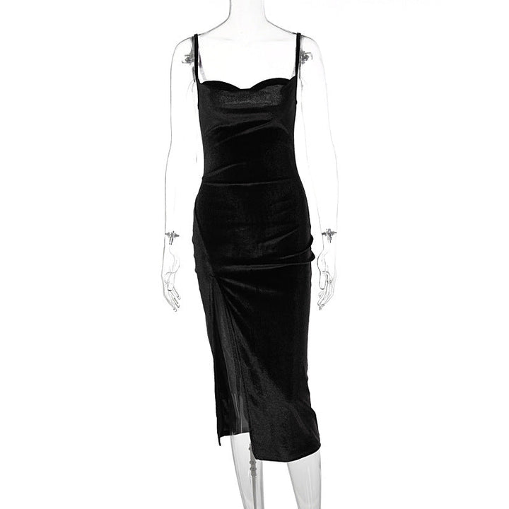 Sabine draped satin midi dress with side slit – image 8