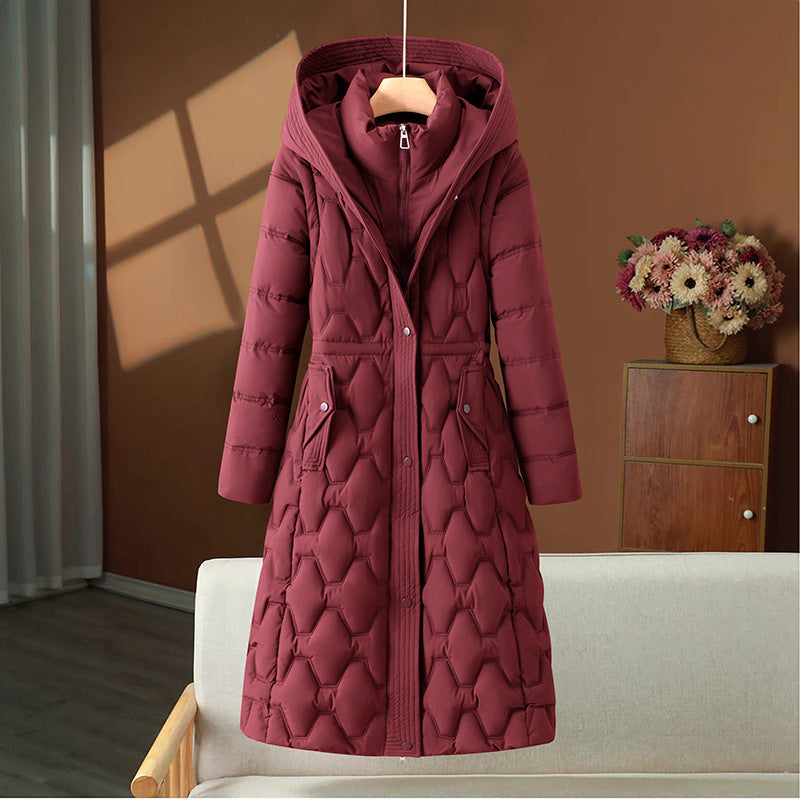 Cerys a-line quilted long winter coat