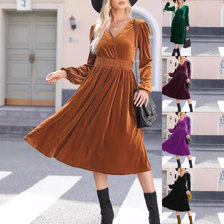 Tamsyn velvet V neck midi dress