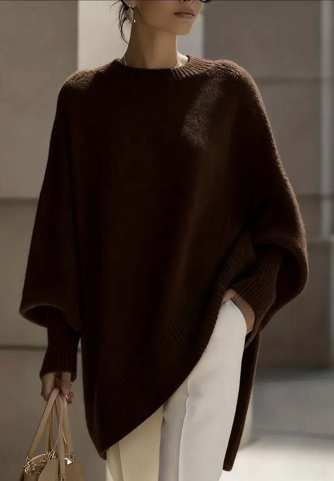 Glenys oversized knit poncho jumper – image 8