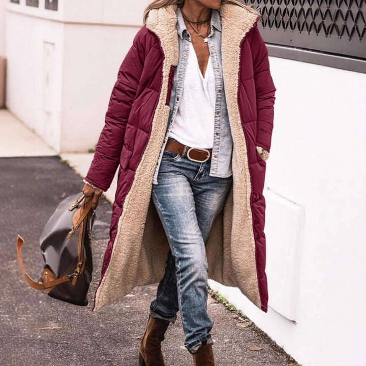 Nanette teddy lined long quilted coat with hood – image 2