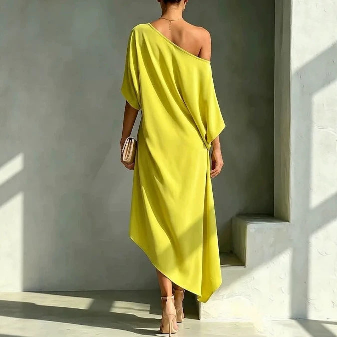 Elva batwing sleeve one shoulder maxi dress – image 3