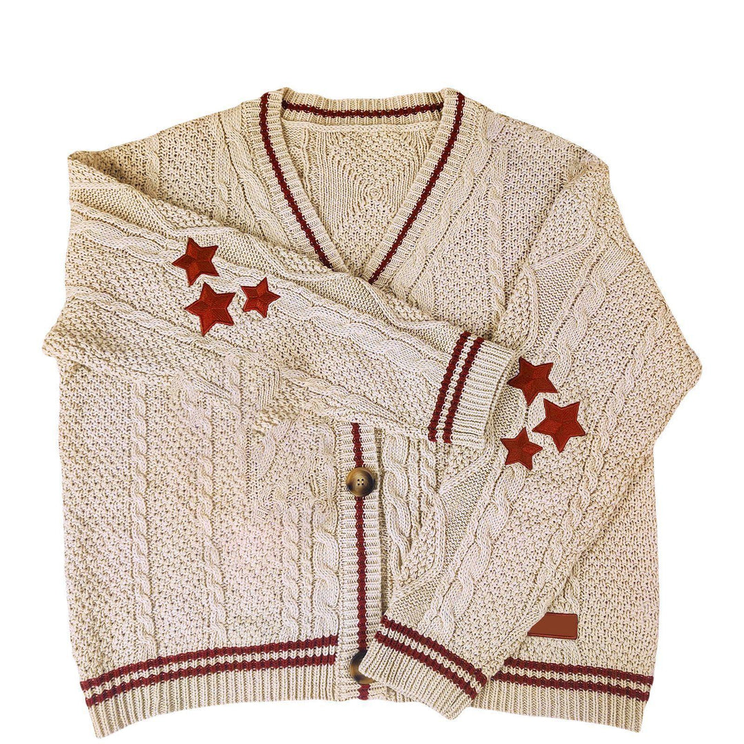 Constance oversized cable knit cardigan with stars – image 8