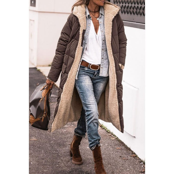 Nanette teddy lined long quilted coat with hood – image 12