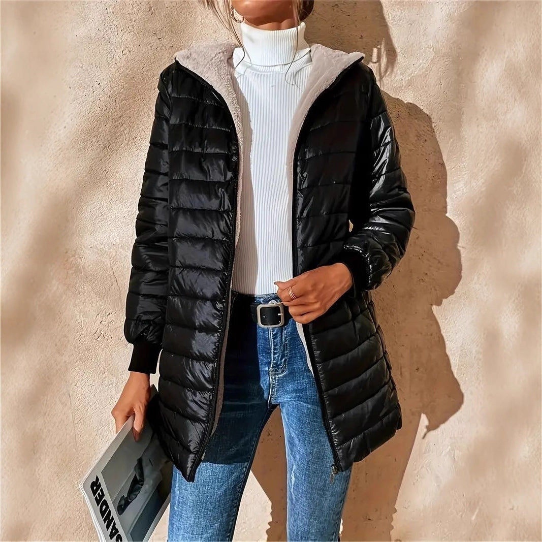 Marguerite teddy lined long quilted coat with hood