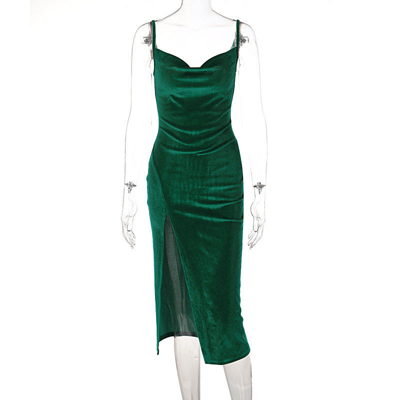 Sabine draped satin midi dress with side slit – image 6