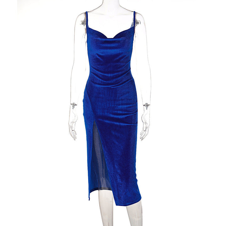 Sabine draped satin midi dress with side slit – image 10