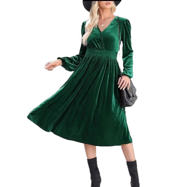 Tamsyn velvet V neck midi dress – image 5