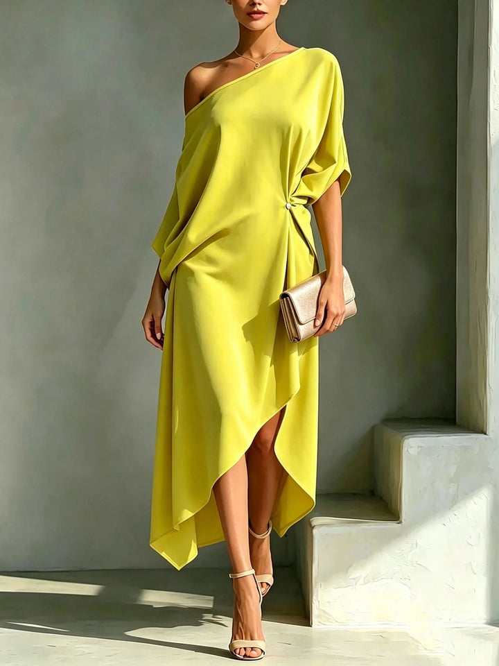 Elva batwing sleeve one shoulder maxi dress