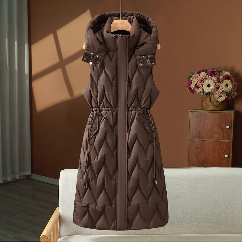 Ysolda long hooded gilet with drawstring waist – image 2