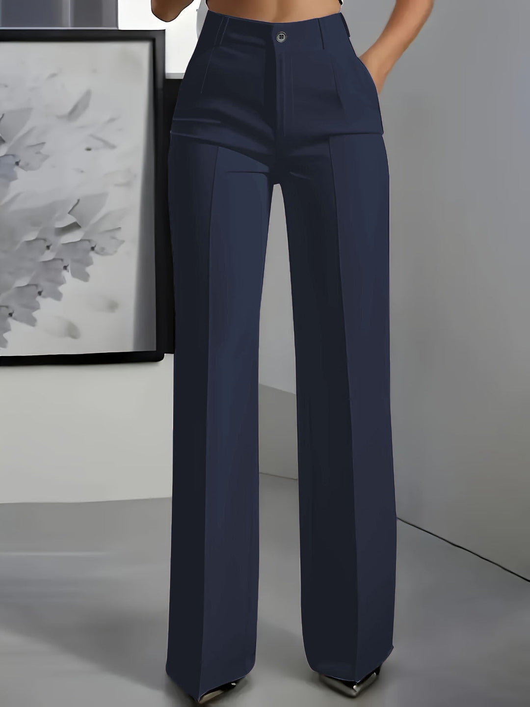 Hilda pleated wide leg trousers with crease – image 8