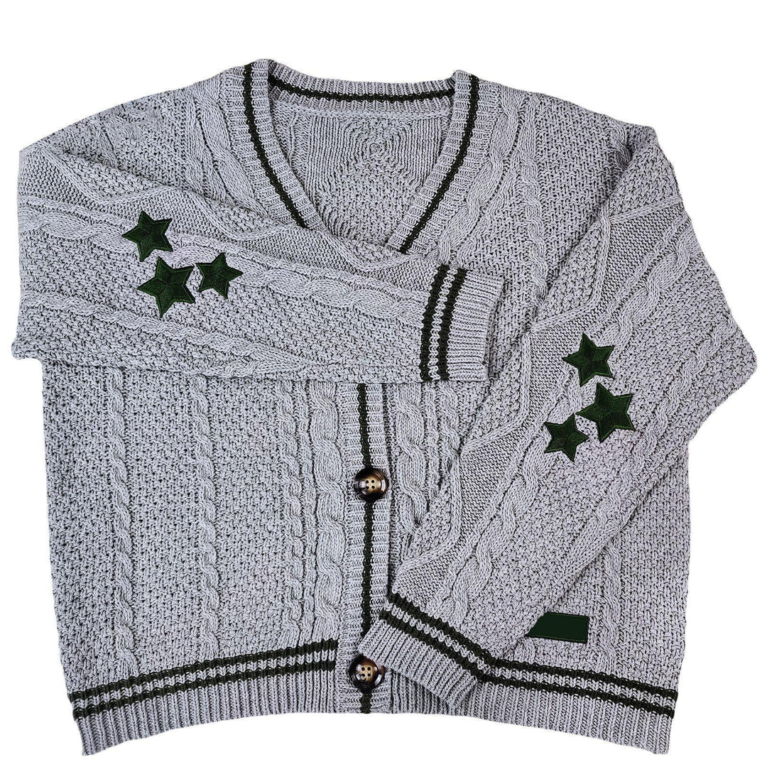 Constance oversized cable knit cardigan with stars – image 6