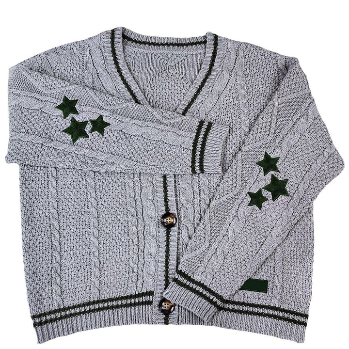 Constance oversized cable knit cardigan with stars – image 6