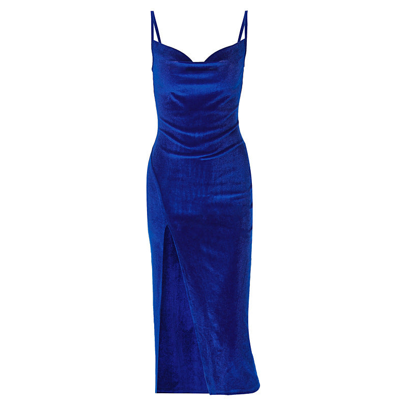 Sabine draped satin midi dress with side slit – image 5