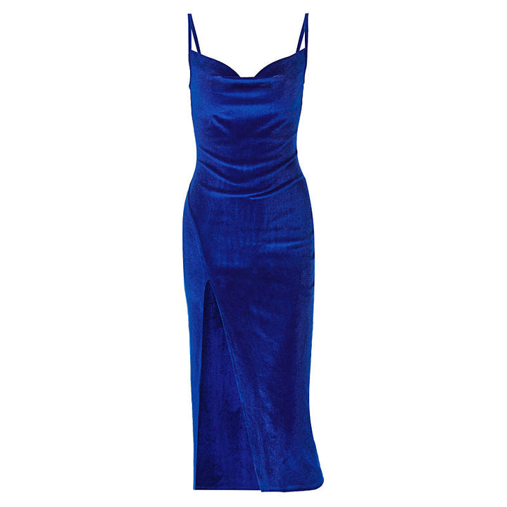 Sabine draped satin midi dress with side slit – image 5
