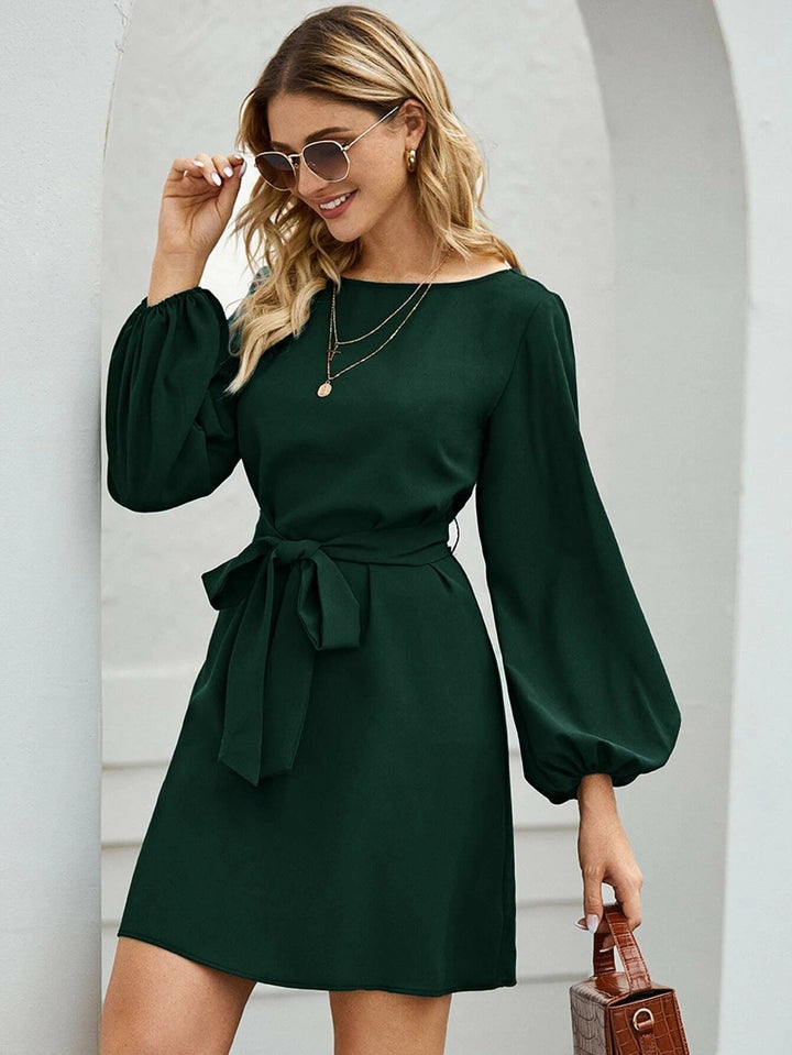 Eira balloon sleeve belted shift dress – image 11