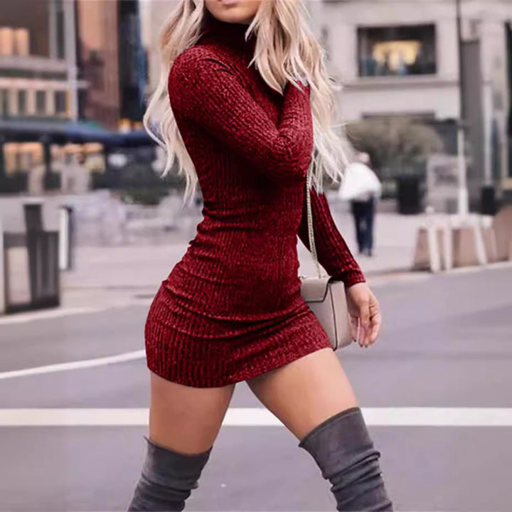 Alice ribbed turtleneck knit mini dress – image 2
