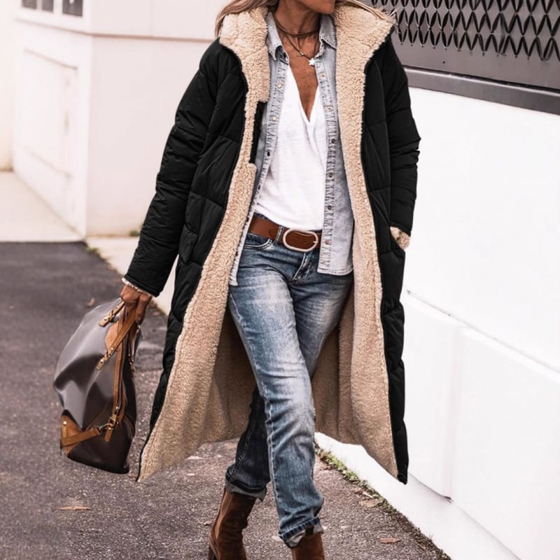 Nanette teddy lined long quilted coat with hood