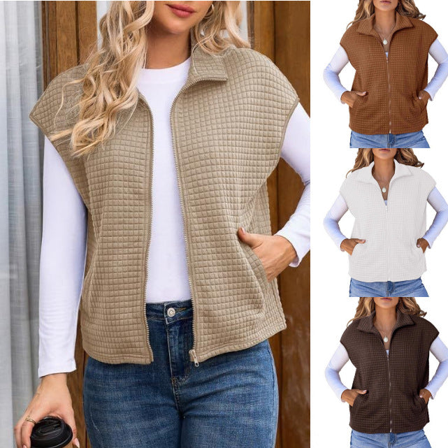 Gracie box quilted stand collar gilet