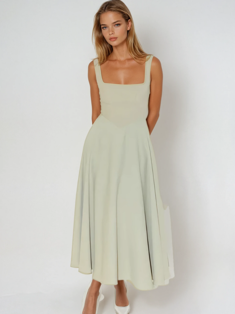 Eudora refined square neck midi dress