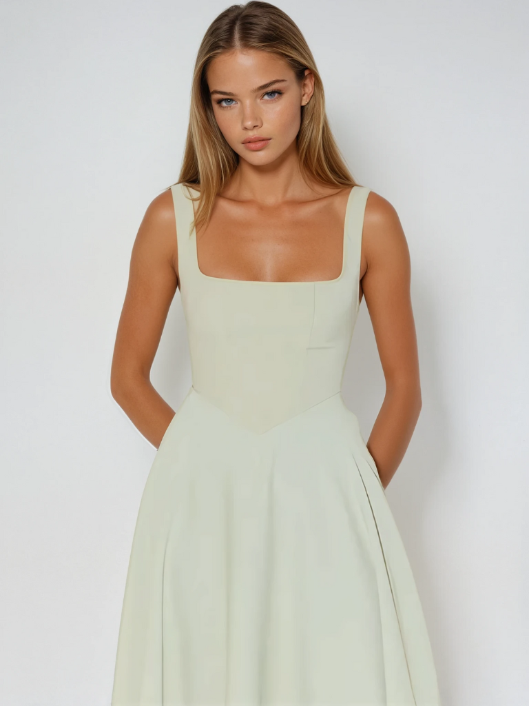 Eudora refined square neck midi dress – image 2