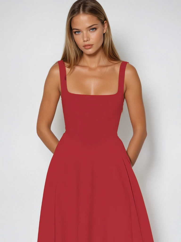 Eudora refined square neck midi dress – image 9
