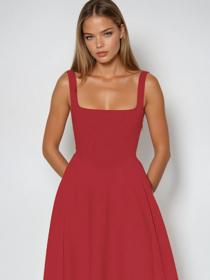 Eudora refined square neck midi dress – image 9