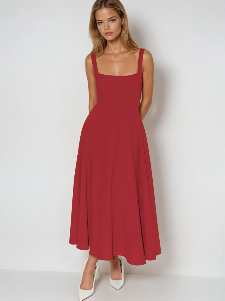 Eudora refined square neck midi dress – image 8