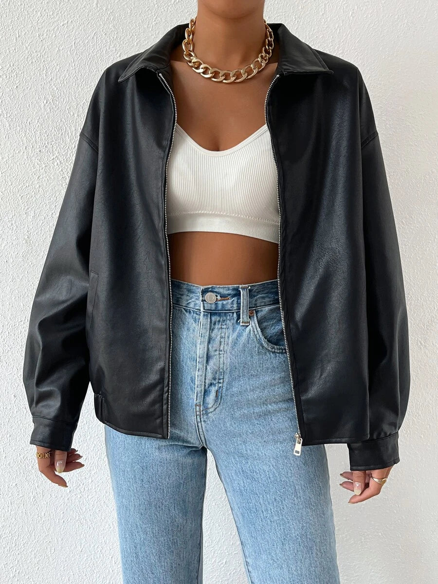Mirabel oversized faux leather jacket