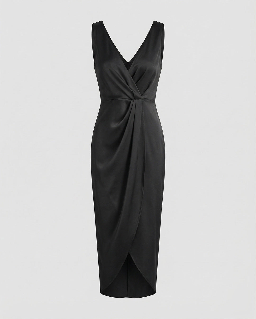 Marisa satin wrap midi dress with side slit – image 5