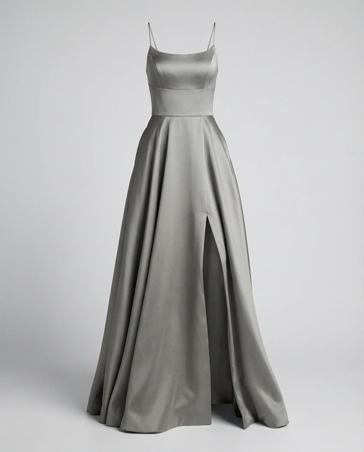 Rosanna satin maxi dress with front slit – image 5