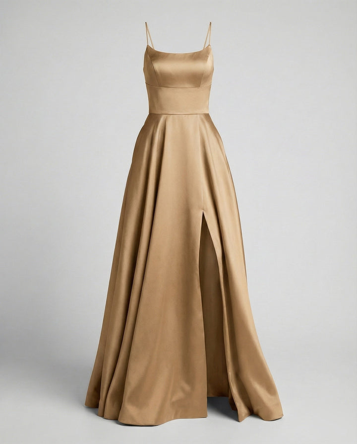 Rosanna satin maxi dress with front slit – image 8