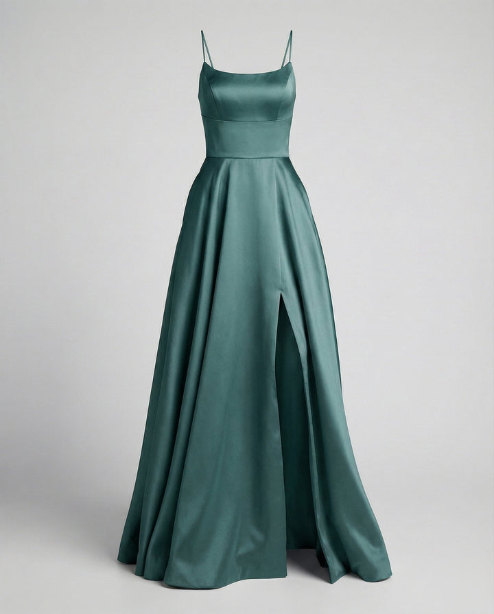 Rosanna satin maxi dress with front slit – image 16