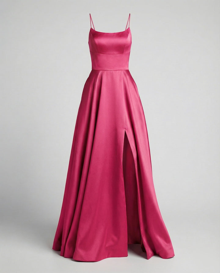 Rosanna satin maxi dress with front slit – image 12