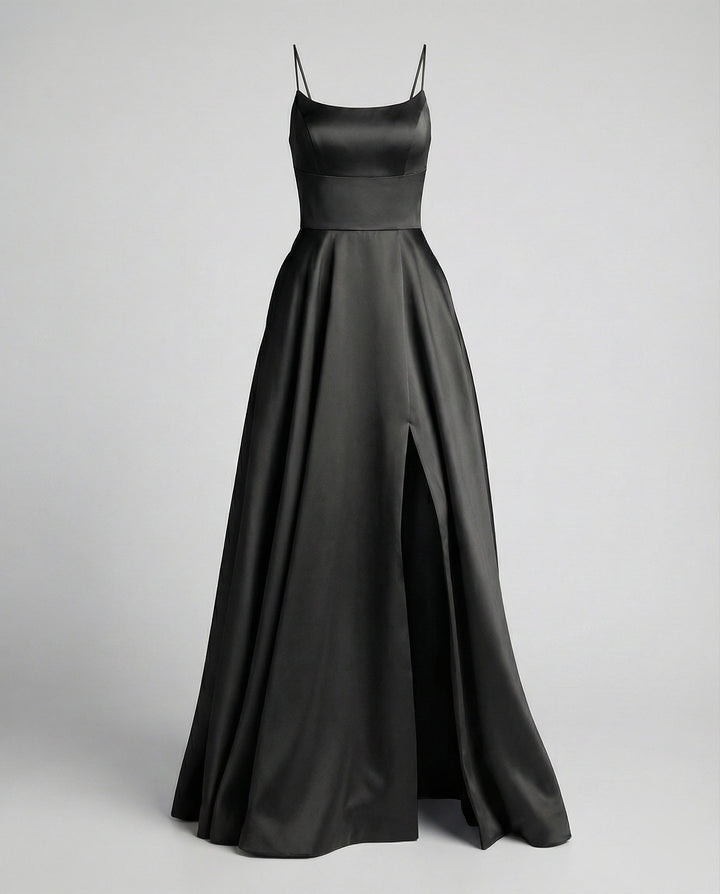 Rosanna satin maxi dress with front slit – image 9