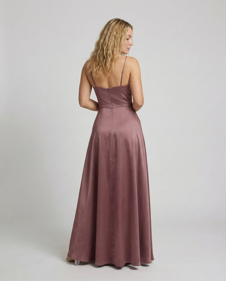 Oriel satin slip maxi dress with thigh slit – image 4