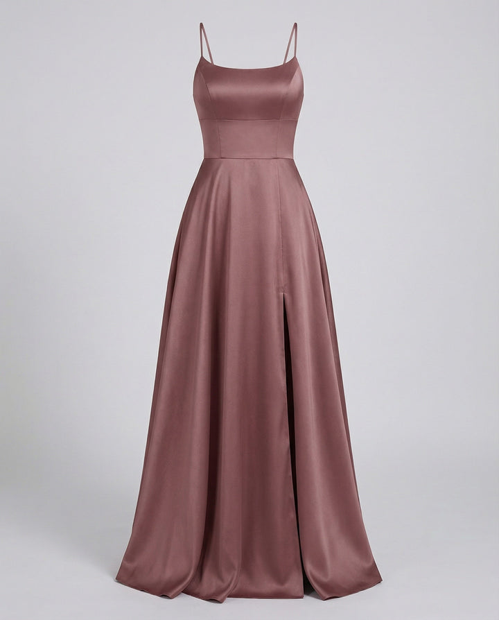 Oriel satin slip maxi dress with thigh slit – image 5