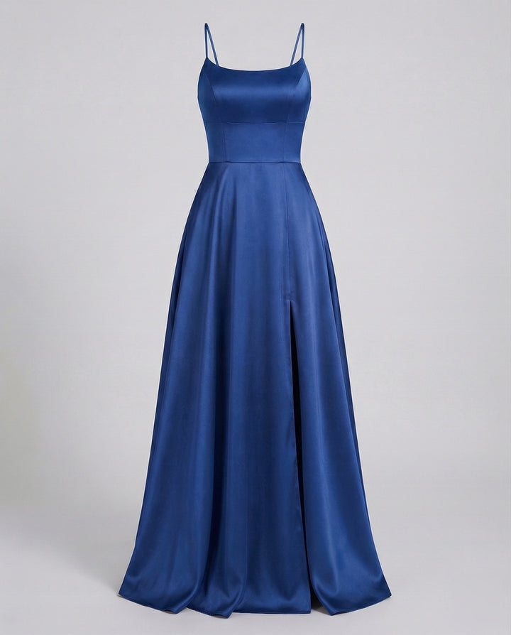 Oriel satin slip maxi dress with thigh slit – image 9